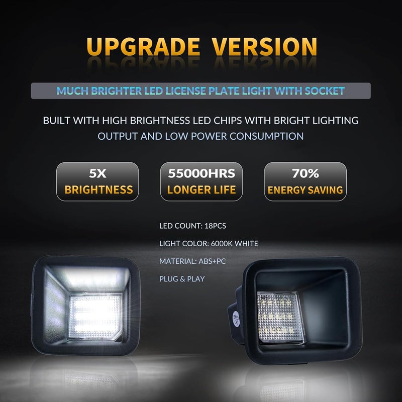 DERMOKA ضوء لوحة الترخيص LED لسيارة فورد F250 F350 F450 سوبر ديوتي بيك أب 2017-2025 مع قاعدة، 6000K أبيض 2PCS - Image 2
